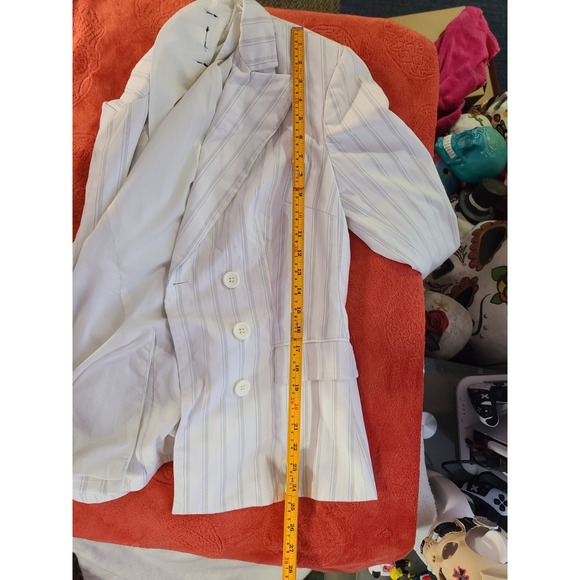 Body by Victoria Womens‎ Size 6 White Pinstripe Blazer Jacket Double Breasted - Picture 6 of 7